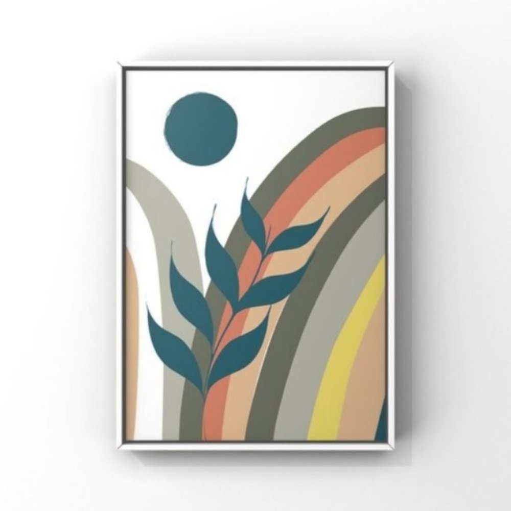 Minimalist boho rainbow sun illustration art print